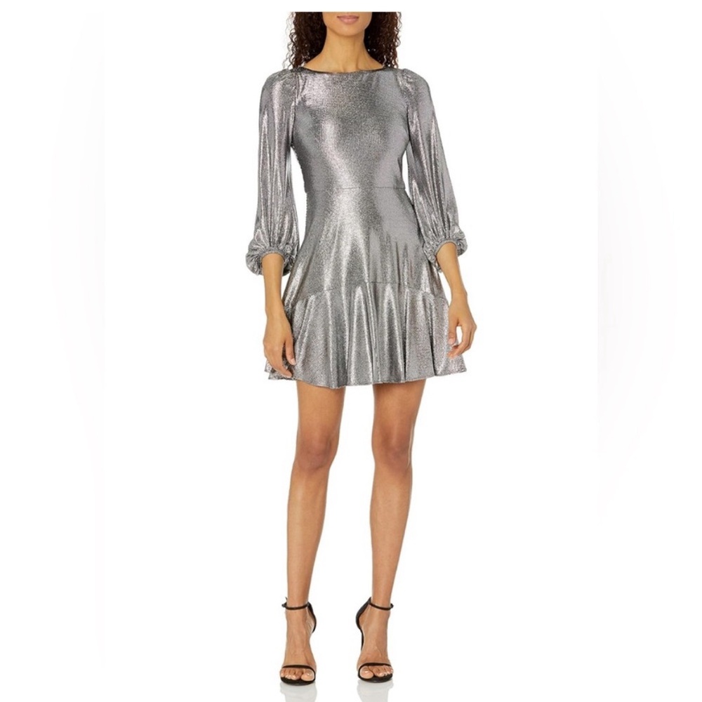 Silver metallic cocktail dress